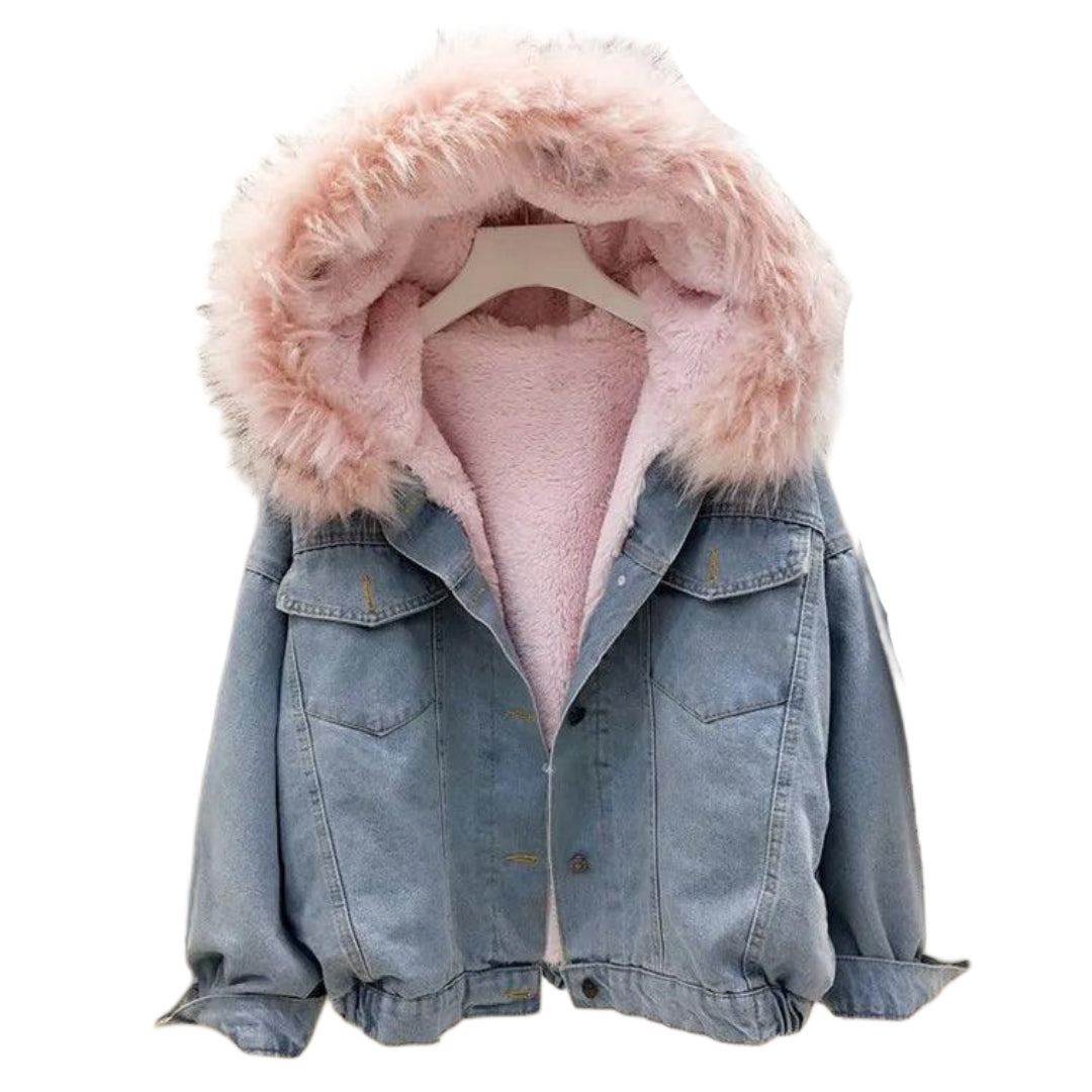 veste-en-jean-capuche-fourrure-femme-rose