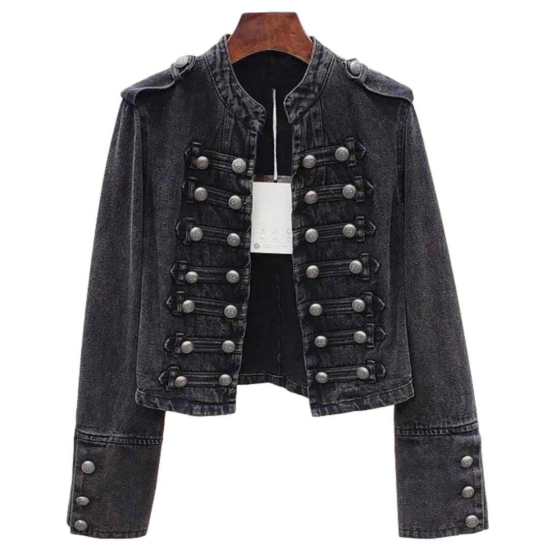 veste-en-jean-col-officier-femme-noir