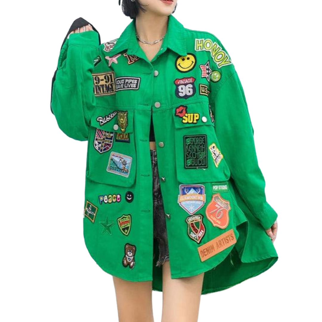 veste-en-jean-femme-avec-patch-vert