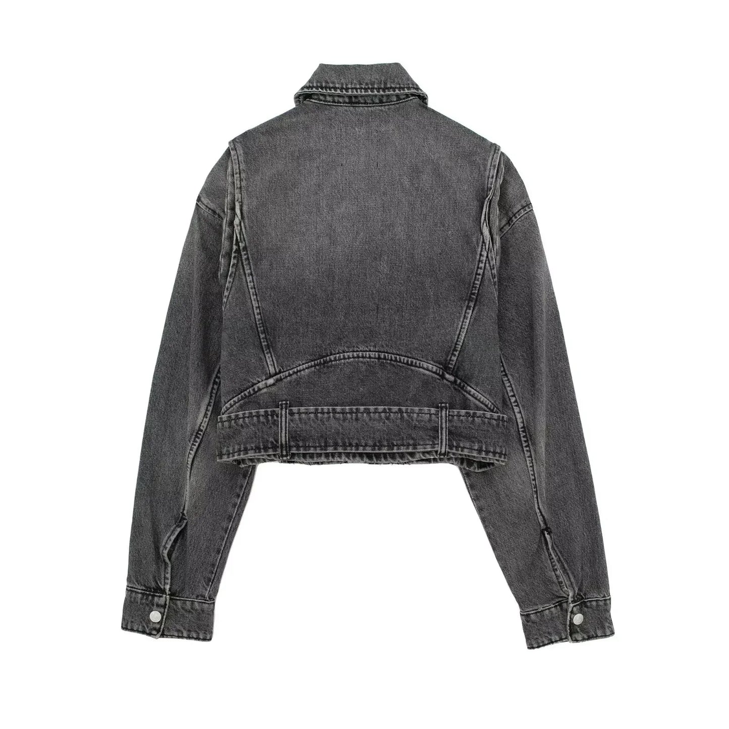 veste-en-jean-femme-col-motard-gris-foncé-dos