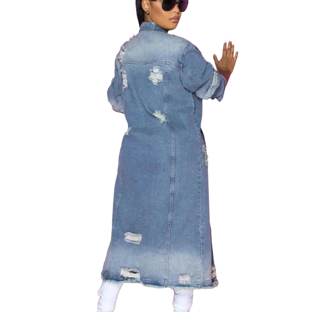 veste-en-jean-femme-longue-dechire