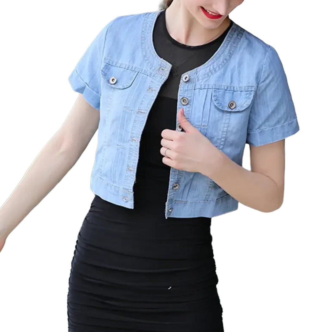 veste-en-jean-manches-courtes-a-col-rond-femme-bleu-clair