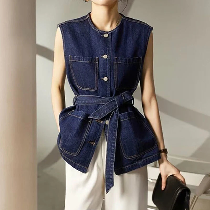 veste-en-jean-mi-longue-sans-manches-bleu-marine