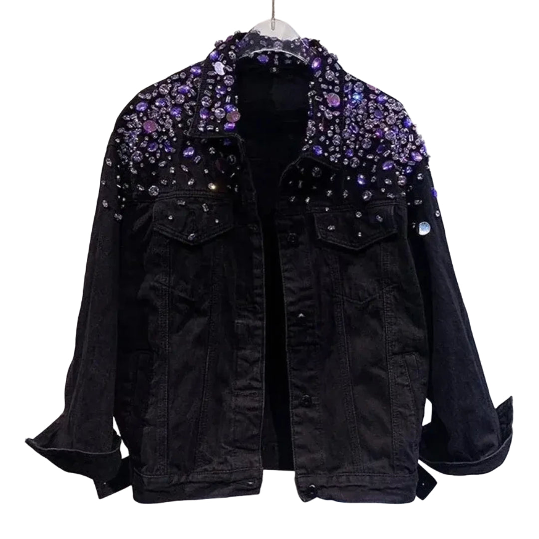 veste-en-jean-noir-strass-violet