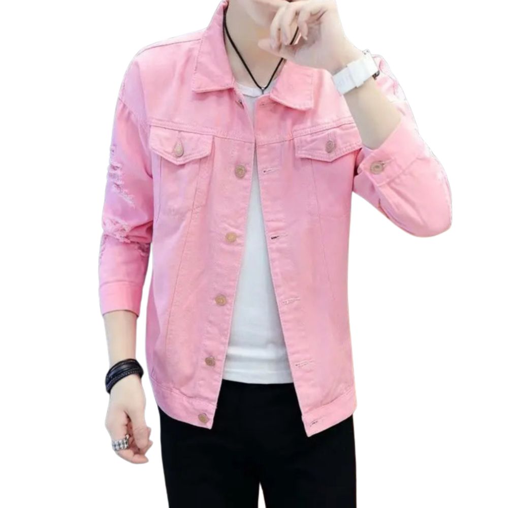 veste-en-jean-rose-pale-homme-usee