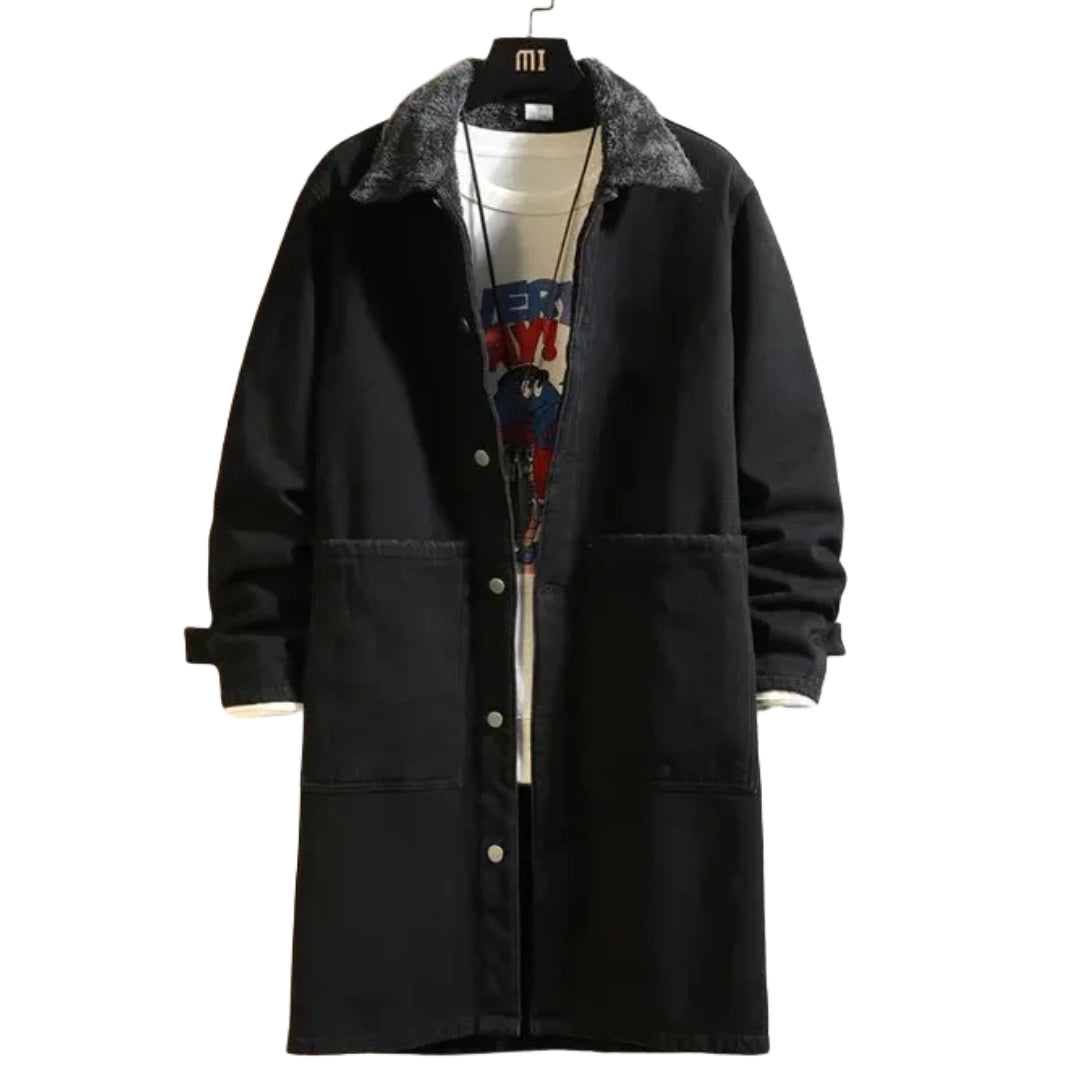 veste-jean-longue-fourree-homme-noir