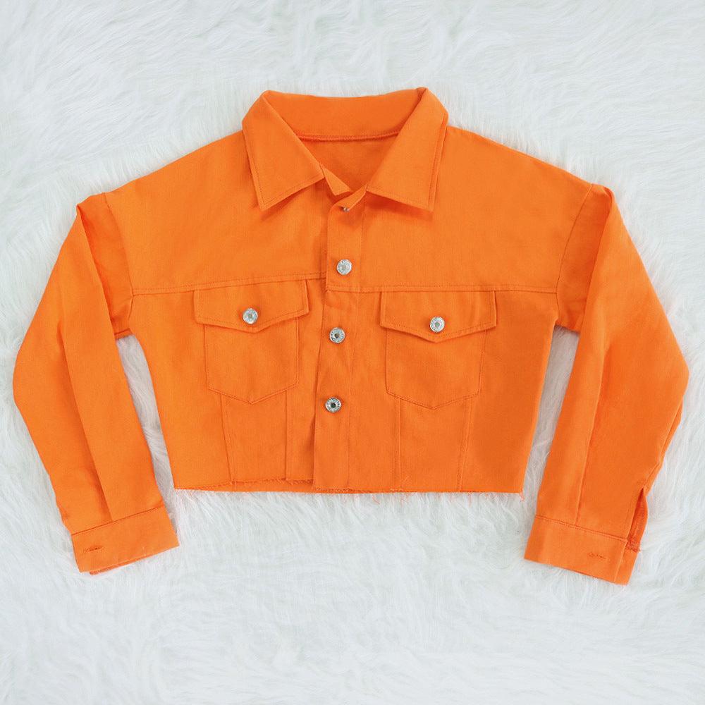 Veste en Jean Orange Courte Femme