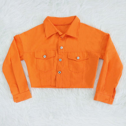 Veste en Jean Orange Courte Femme