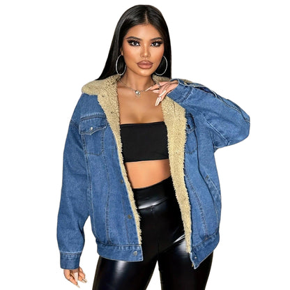Veste en Jean Doublée Fourrure Femme