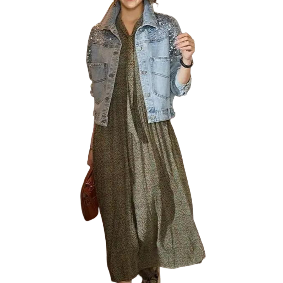 Veste en Jean Pailleté Femme