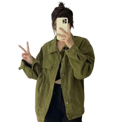 Veste en Jean Kaki Oversize Femme