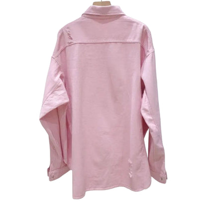 Veste en Jean Ample Rose avec Dessins Femme