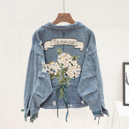 Veste en Jean Avec Dessin Dans Le Dos Femme