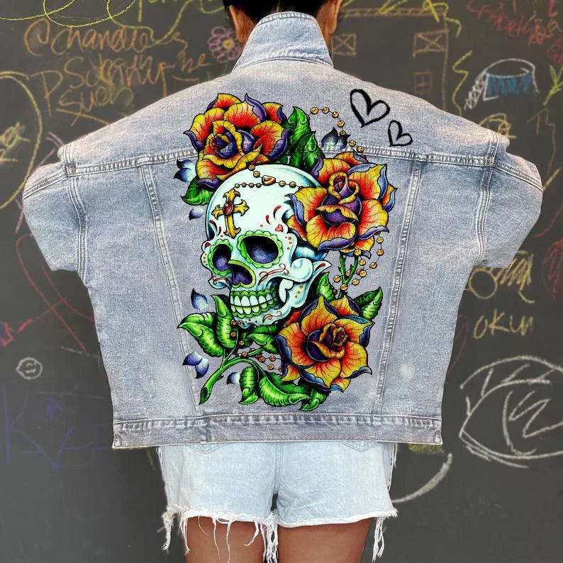 Veste en Jean Tête de Mort Femme