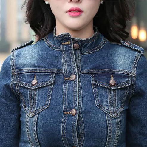 Veste en Jean Femme Col Mao