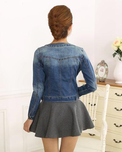 Veste en Jean Courte Femme Sans Col