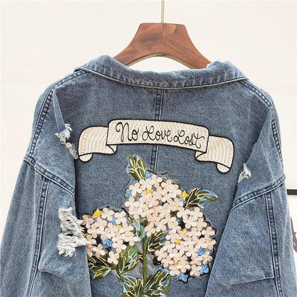 Veste en Jean Avec Dessin Dans Le Dos Femme