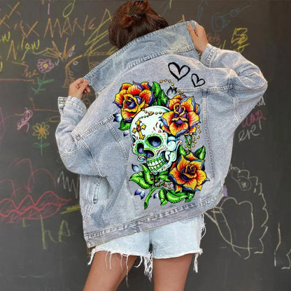 Veste en Jean Tête de Mort Femme