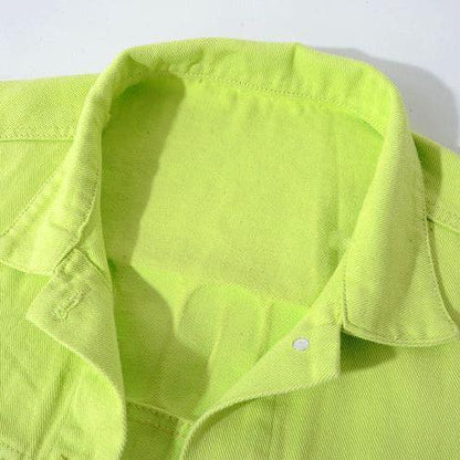 Veste en Jean Vert Fluo Femme