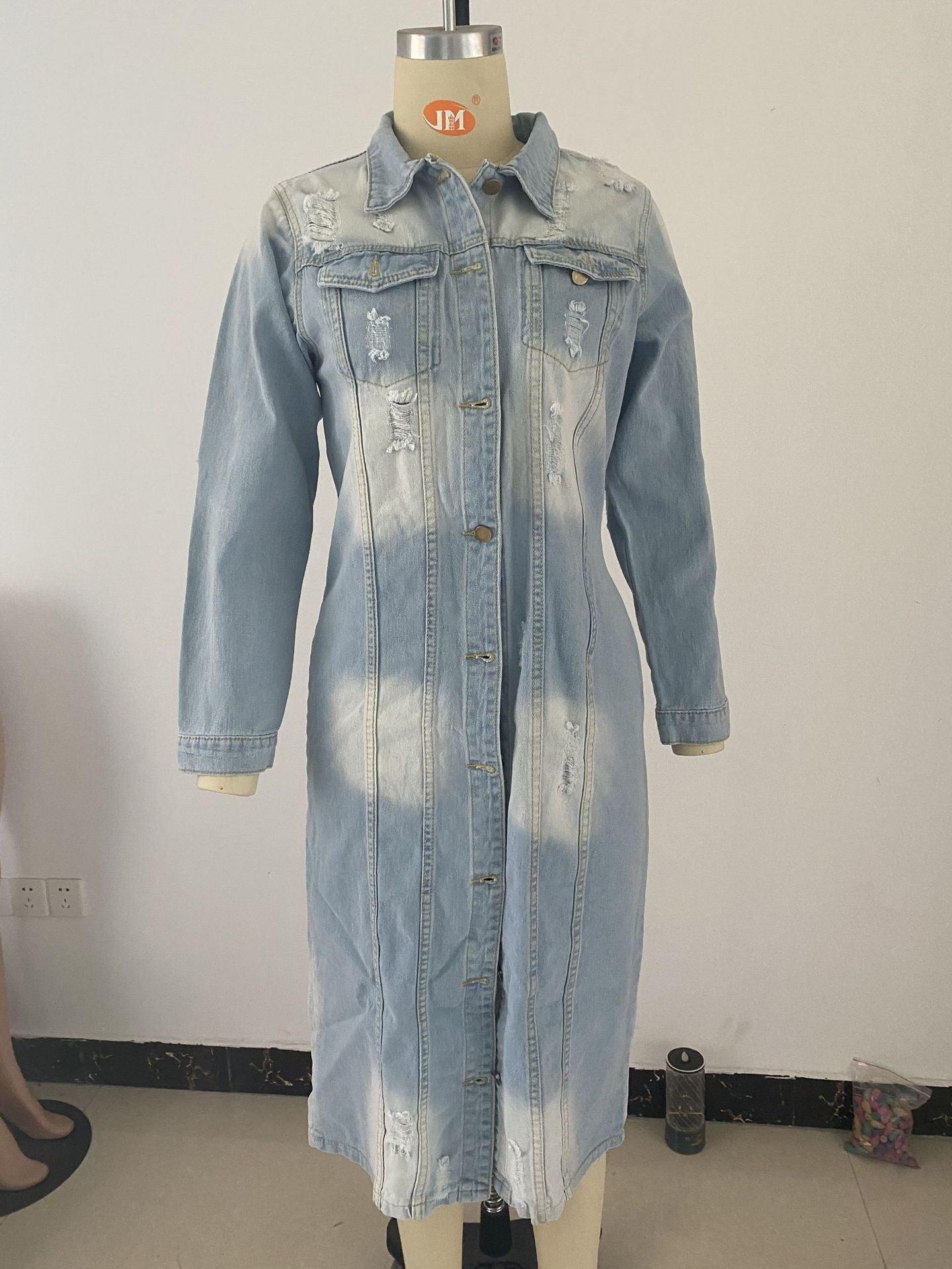 Veste en Jean Femme Longue Déchirée