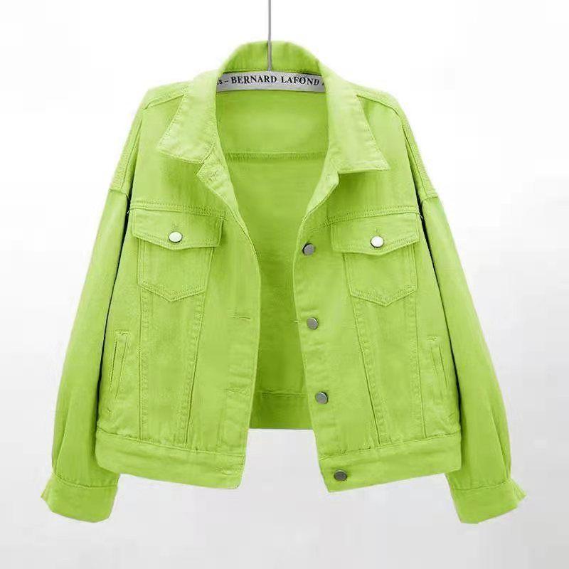 Veste en Jean Vert Fluo Femme