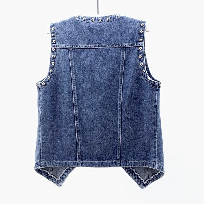 Veste en Jean Sans Manche Clouté Femme