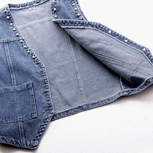 Veste en Jean Sans Manche Clouté Femme