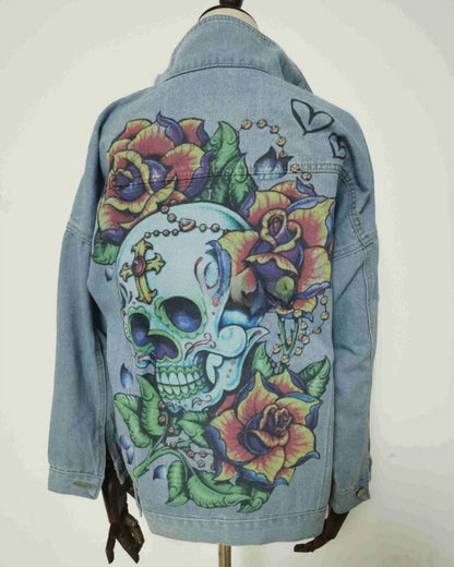 Veste en Jean Tête de Mort Femme