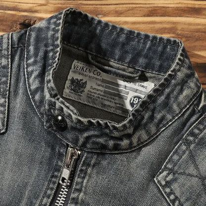 Veste en Jean Grise Biker USA Homme
