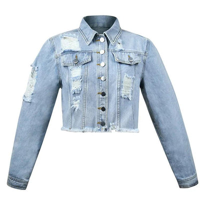 Veste en Jean Femme Courte Déchirée