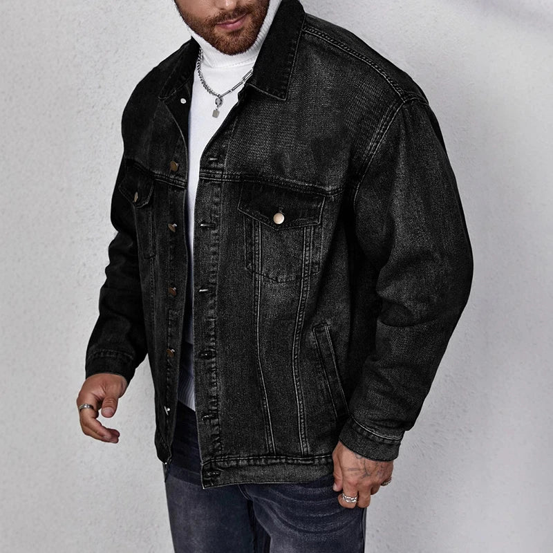 Veste en Jean Noir Délavé Homme