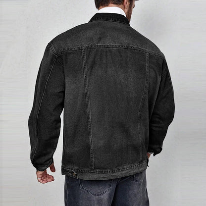 Veste en Jean Noir Délavé Homme