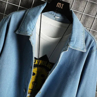 Veste en Jean Longue Décontractée Homme