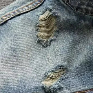 Veste en Jean à Trous Homme