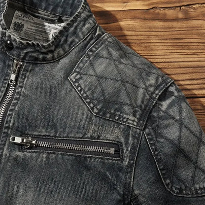 Veste en Jean Grise Biker USA Homme