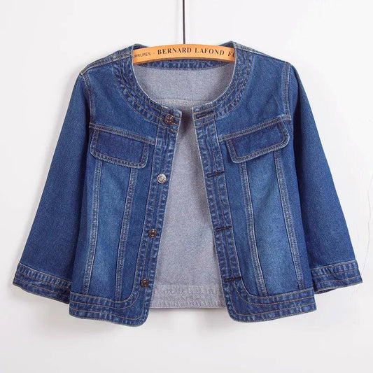 Veste en Jean Courte Femme Sans Col