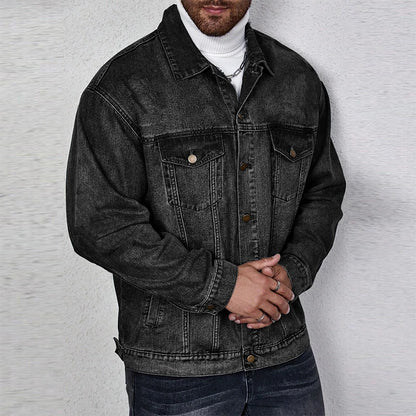 Veste en Jean Noir Délavé Homme