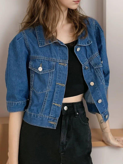 Veste en Jean Bleu Courte Femme