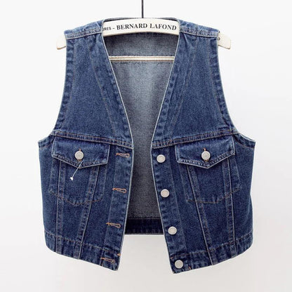 Veste en Jean Courte Sans Manches Femme