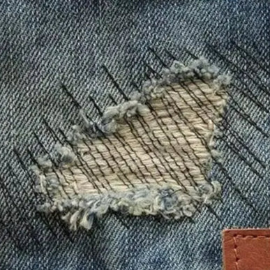 Veste en Jean à Trous Homme