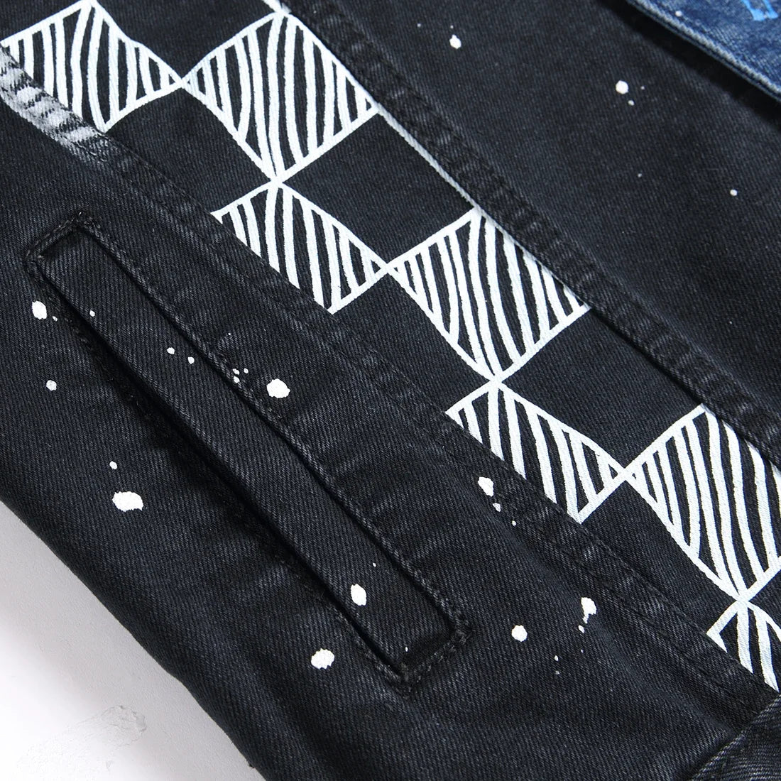 Veste en Jean Rock Homme Patchwork