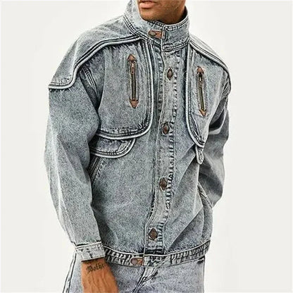 Veste en Jean Homme à Col Montant