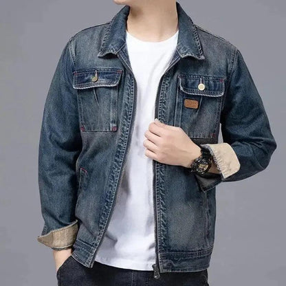 Veste en Jean à Fermeture Éclair Homme