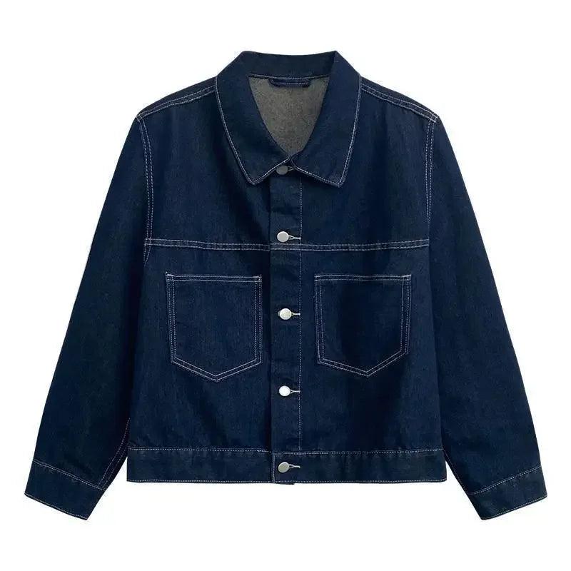 Veste en Jean Brut Femme Bleu Foncé - VestesEnJean