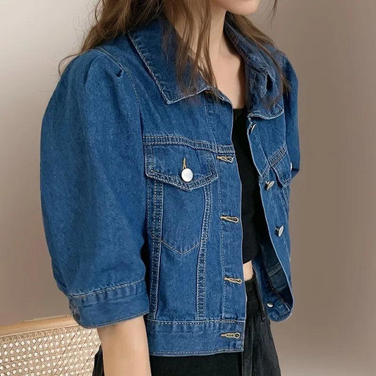 Veste en Jean Bleu Courte Femme