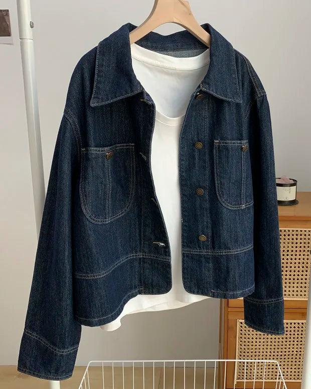 Veste en Jean Bleu Foncé Femme - VestesEnJean