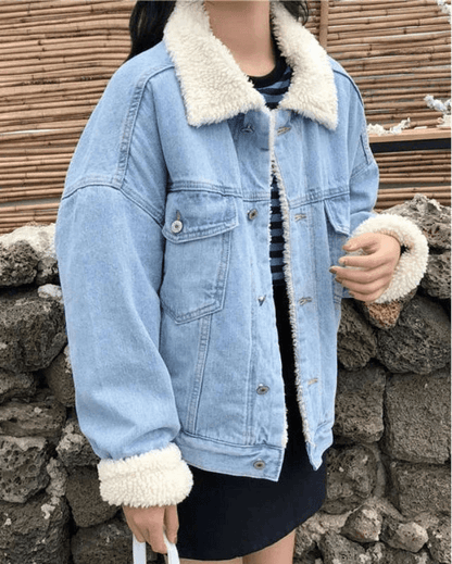 Veste en jean Col Mouton Femme