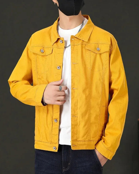 Veste en Jean Jaune Homme Slim