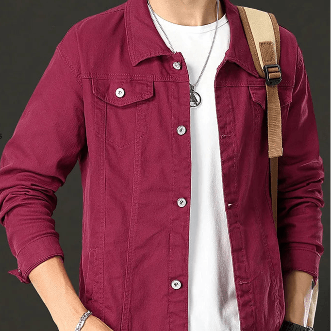 Veste en Jean Bordeaux Homme