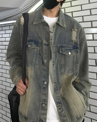 Veste en Jean Longue Homme Oversize